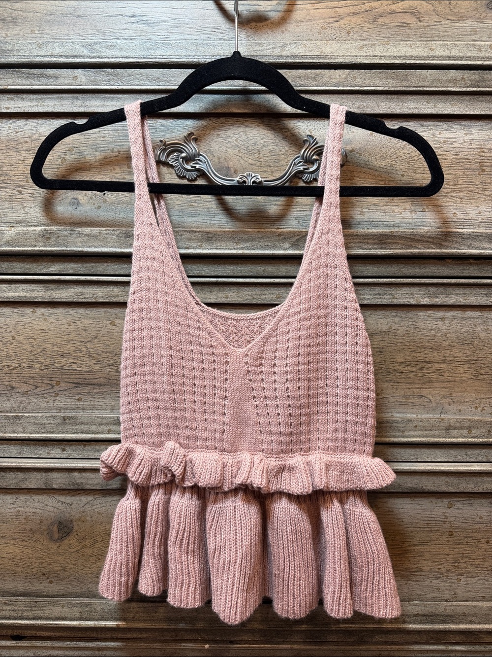 Pink Knit Peplum Tank Top MEDIUM